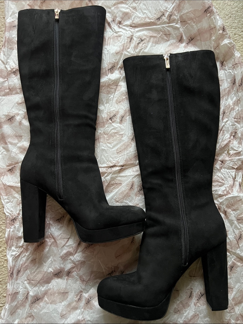 Jessica Simpson Black Suede Knee-High Platform Boots